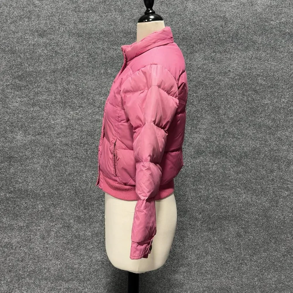Gap Jacket Girls 14-16 Pink Down Puffer Snap Front Hooded Ski Winter Coat